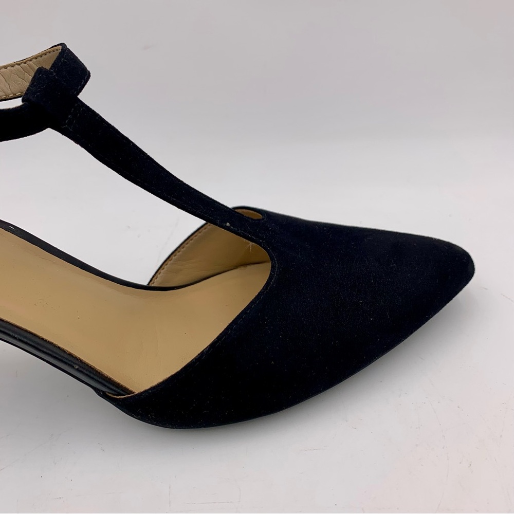 Naturalizer Black Heel Women 9M Formal Dress T-Strap Faux Suede Adjustable EUC - Picture 3 of 13